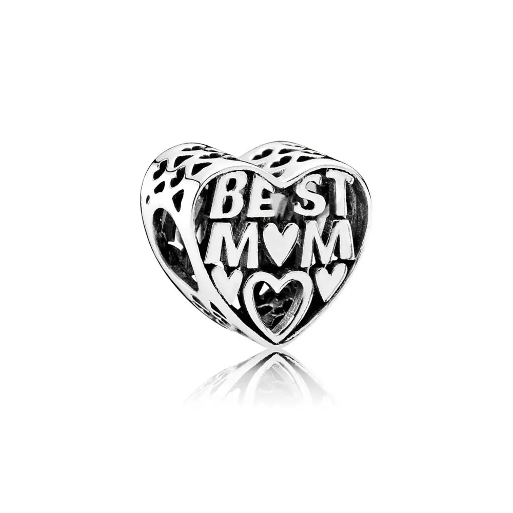 925 пробы Серебряное сердце Мышь я «Love You Mom» Лучшая Мама бусина буква для Pandora очаровательные женские браслеты и браслеты ювелирные изделия