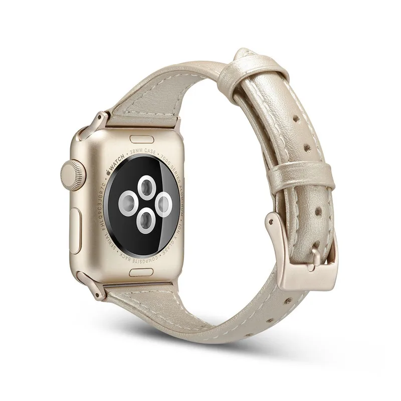 Ремешок из натуральной кожи для Apple Watch тонкий ремешок часов 4 3 2 1 40 44 42 38 мм |