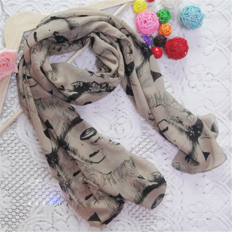 Леди Мэрилин Монро печати шифон шарф длинная шея коллокации вуаль шаль |