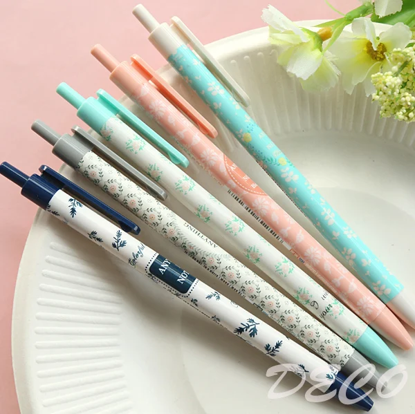 (2 шт./лот) с модным цветочным рисунком Дизайн шариковая ручка синие чернила