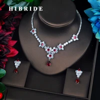 hibride fashion beautiful flower full cubic zircon bridal jewelry set wedding accessories boucles doreilles pour femmes n 688
