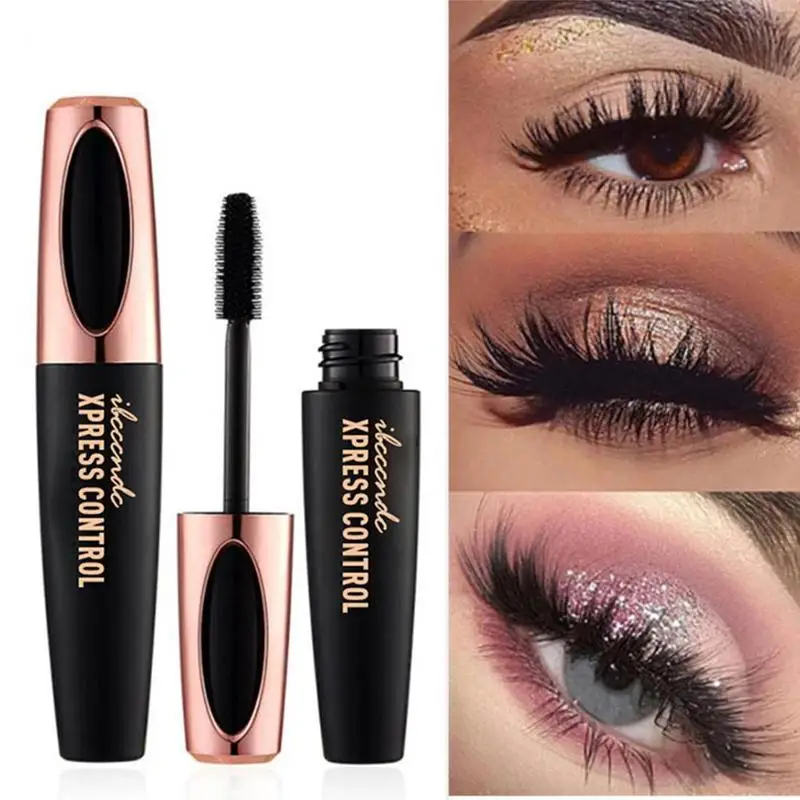 4D шелковое волокно Наращивание ресниц Черная водостойкая Удлиняющая Тушь для