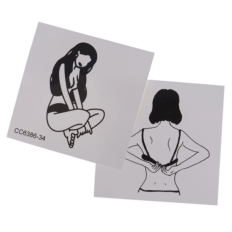 5 листов винтажные женские боди арт черные белые маленькие временные тату