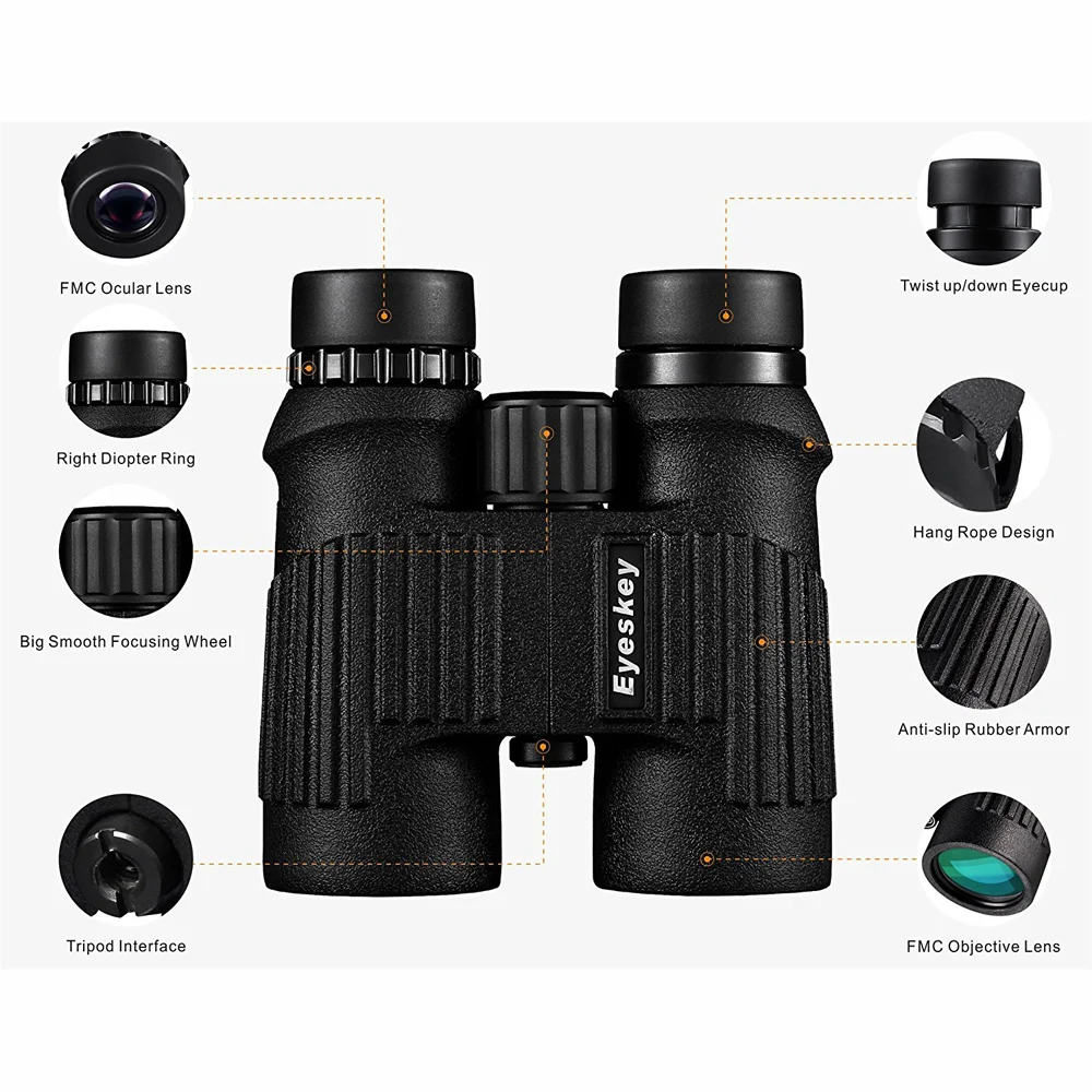 Eyeskey 8x42 водонепроницаемый бинокль с высоким разрешением настоящая оптика идеальный выбор для кемпинга охоты просмотра дикой природы