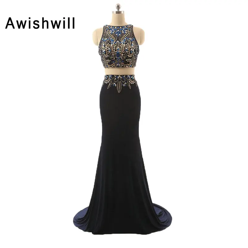 Vestido Longo de Festa Новые Вечерние платья с длинным бисером и стразами вечернее платье