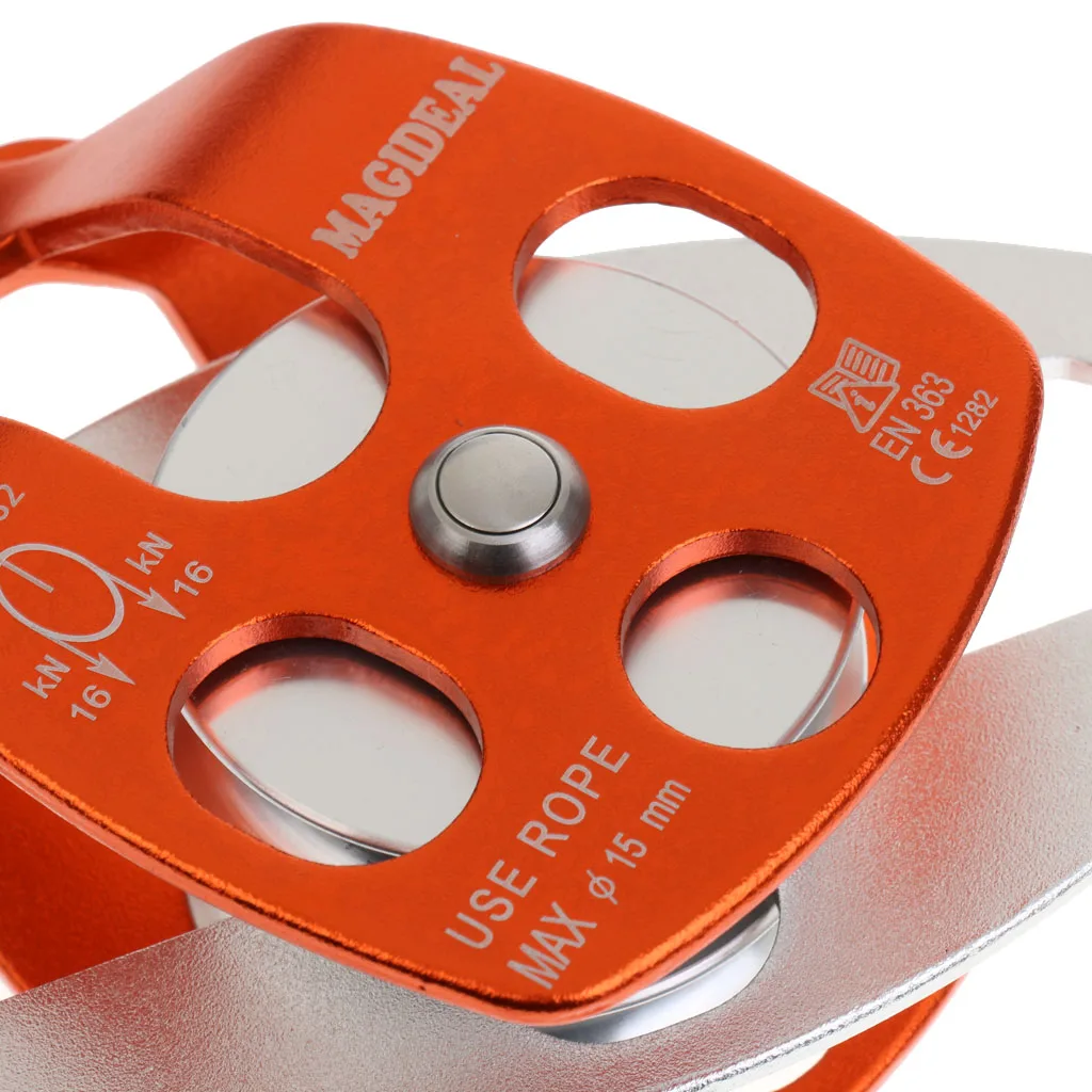 

32KN Double Side Swing Pulley Aluminium Magnesium Alloy Fixed Mountaineering Rope Climbing Rappelling Survival Equipment