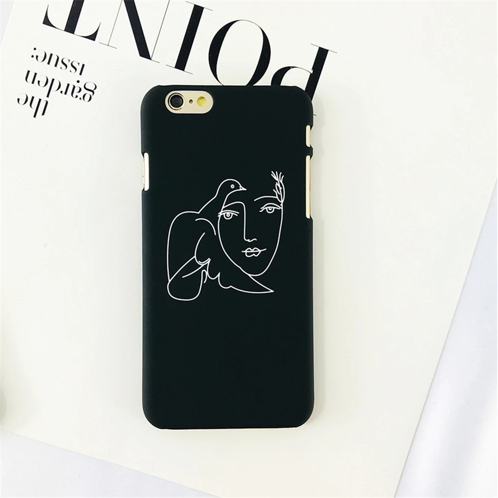 Cases For iPhone 6S 6 Simple Lines Fingers Smoke Character Face Patterned Phone IPhone Plus Hard Back Cover | Мобильные телефоны и