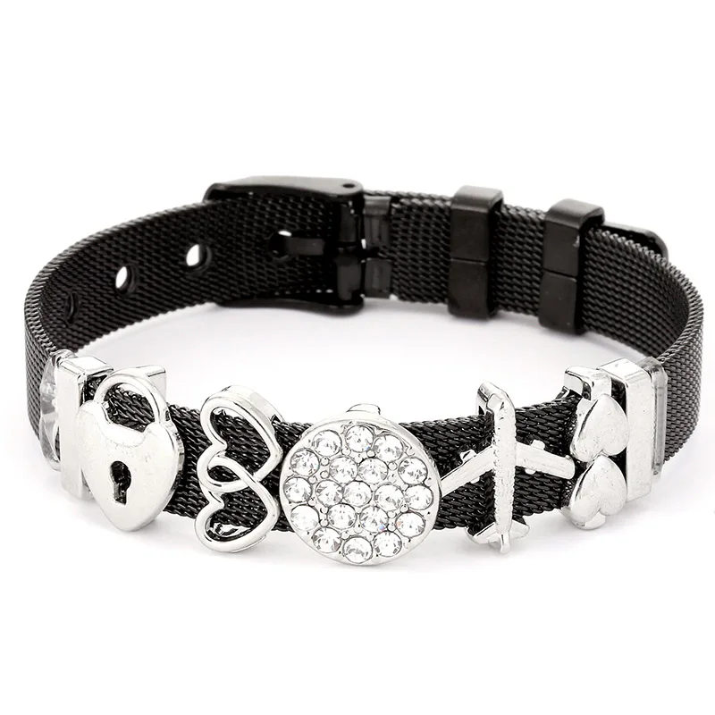 Женский сетчатый Браслет BAOPON черный браслет из нержавеющей стали ключ-сердце