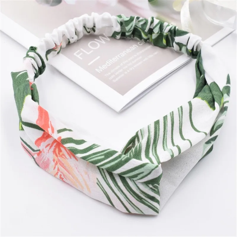 Женская Ретро тропическая растительная лента для волос крестообразная Взрывная