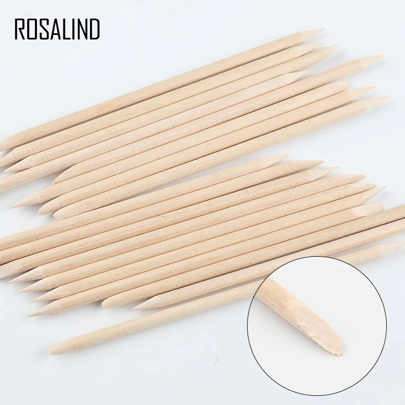 ROSALIND 100 шт./лот оранжевые палочки деревянные толкатели для кутикулы набор