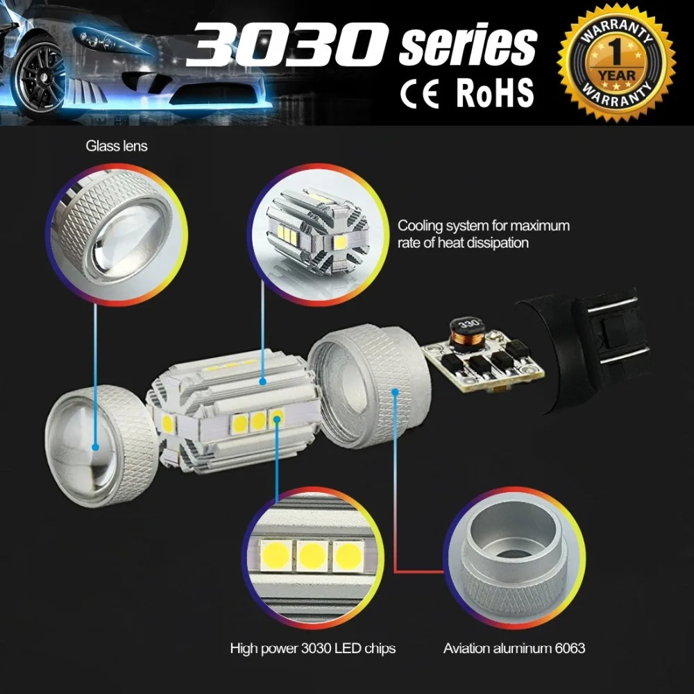 2 xExtremely яркий 1400Lm T20 W21/5 Вт 7443 7444 светодио дный лампочки 3030 13EX для автомобилей марки