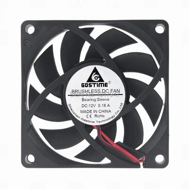 5 шт. в партии Gdstime Мини DC 12 В 2Pin 70 мм 70x70x15 7015 Бесщеточный Охлаждающий моторный
