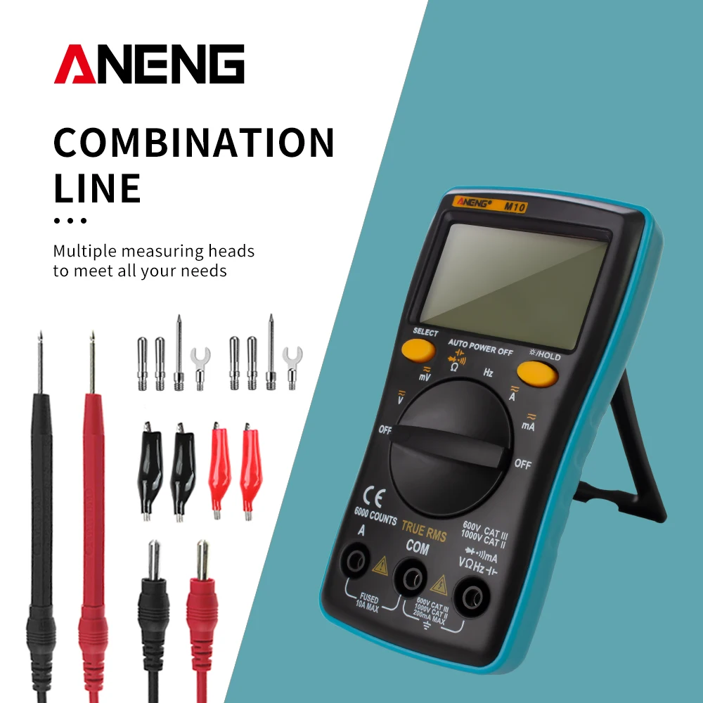 Портативный цифровой мультиметр ANENG M10 AN8001 с ЖК дисплеем 6000 отсчетов подсветка