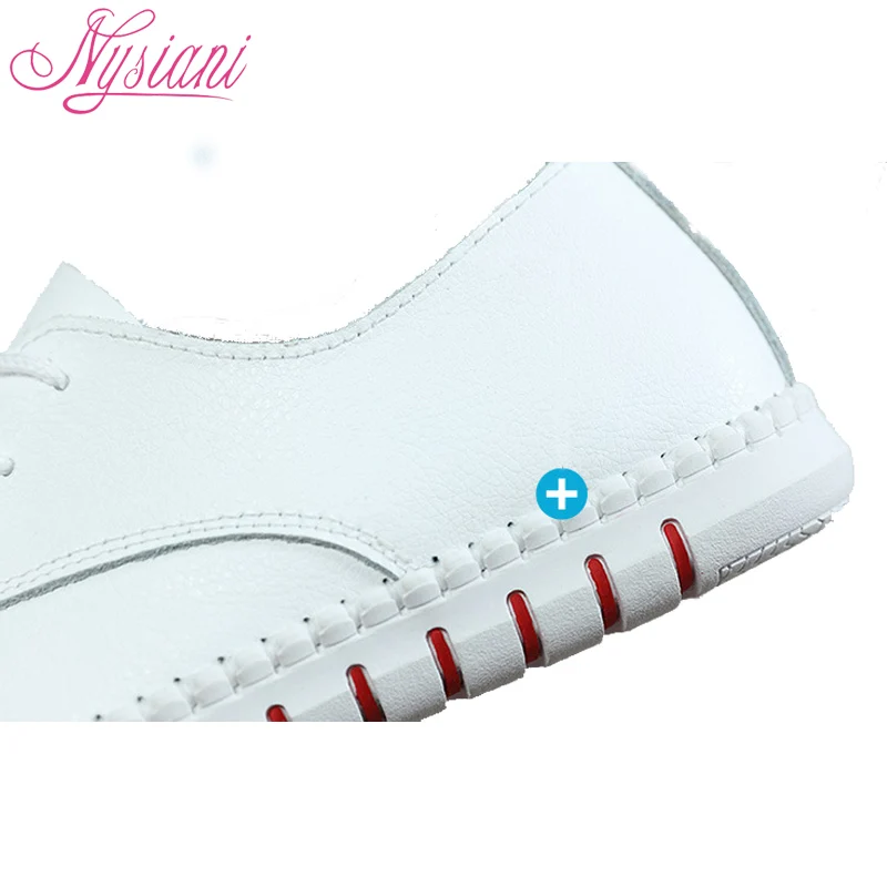 Женские кроссовки белые кожаные туфли с круглым носком на шнуровке лоферы