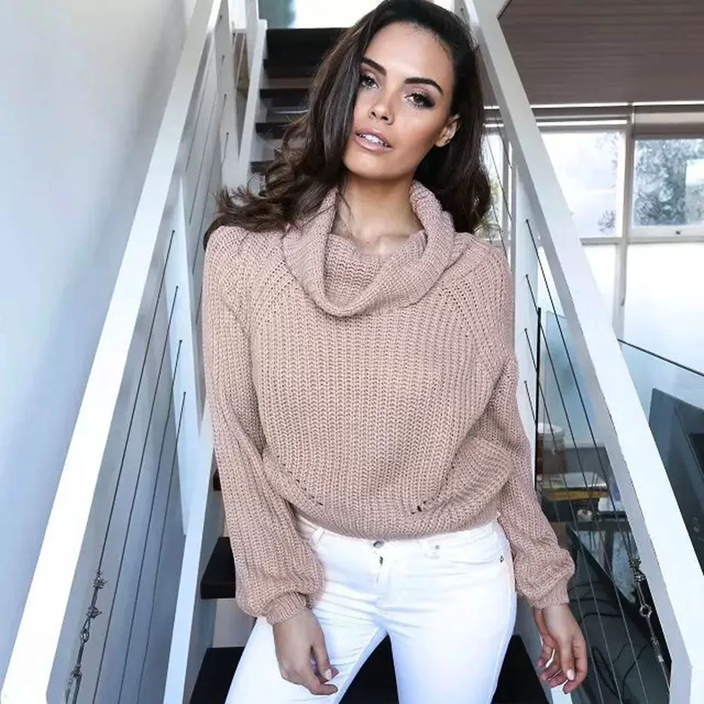 Осенне-зимний вязаный пуловер с длинным рукавом свободный свитер для женщин