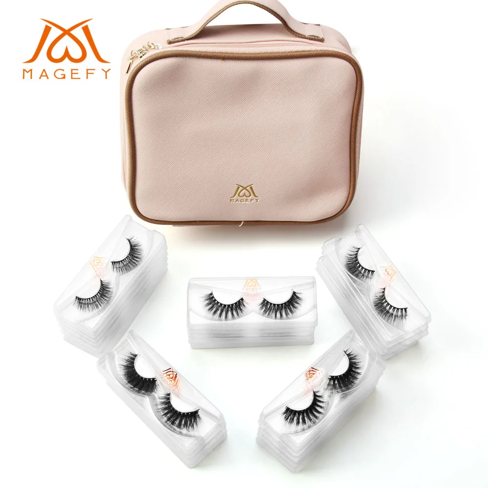 MAGEFY 30 пар/упак. 3D норковые ресницы с розовой сумкой для макияжа ручной работы накладные ресницы норки накладные макияж ресниц ресницы cilio