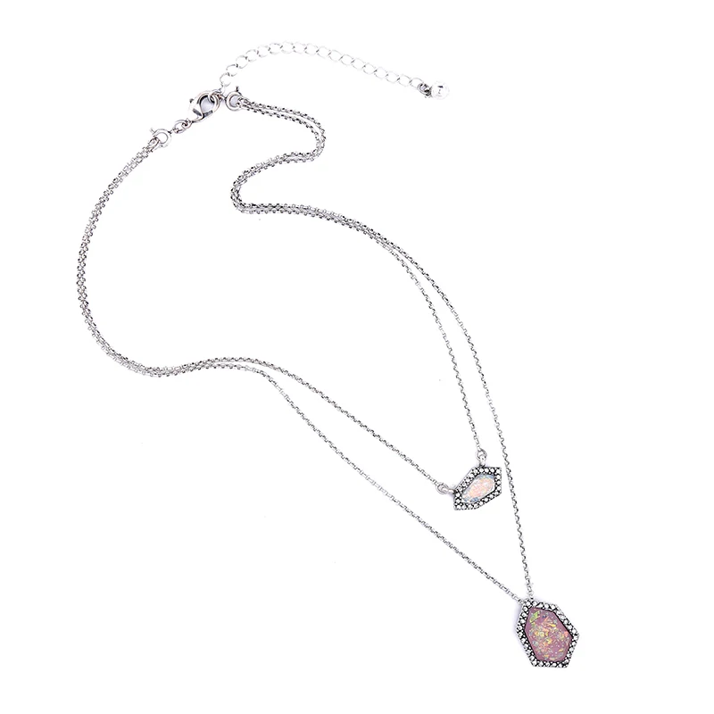 Серебряная цепочка многослойное ожерелье ручная работа геометрические