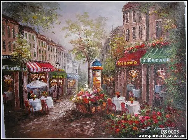 

Storefront knife oil painting on promotion,depth and brush strokes
