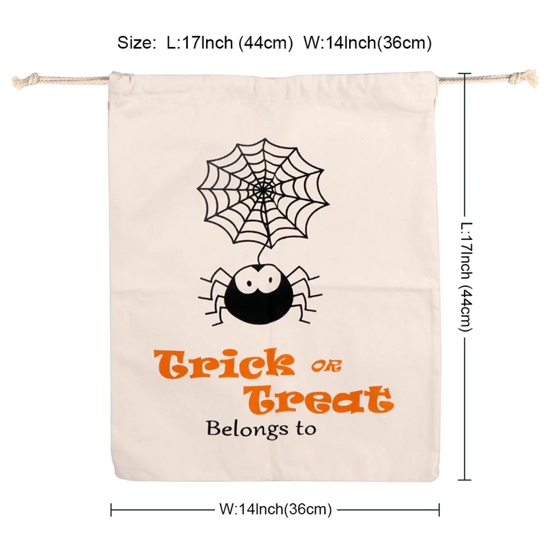 

OurWarm Trick Or Treat Drawstring Pumpkin Gift Bag Halloween Cartoon Pumpkin Spider Printing Halloween Event Party Supplies