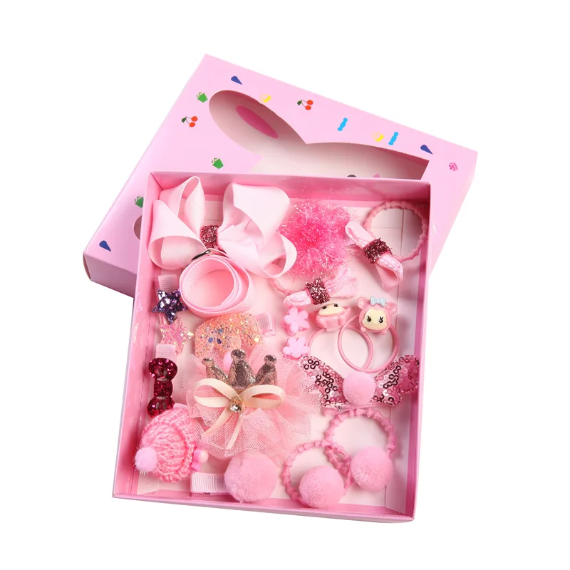 E pink 18 шт., милый корейский комплект заколок для волос, повязка на голову для малышей, аксессуары, перекрестная детская заколка для волос, заколка для волос с героями мультфильмов для девочек, детские украшения для волос - Цвет: E pink