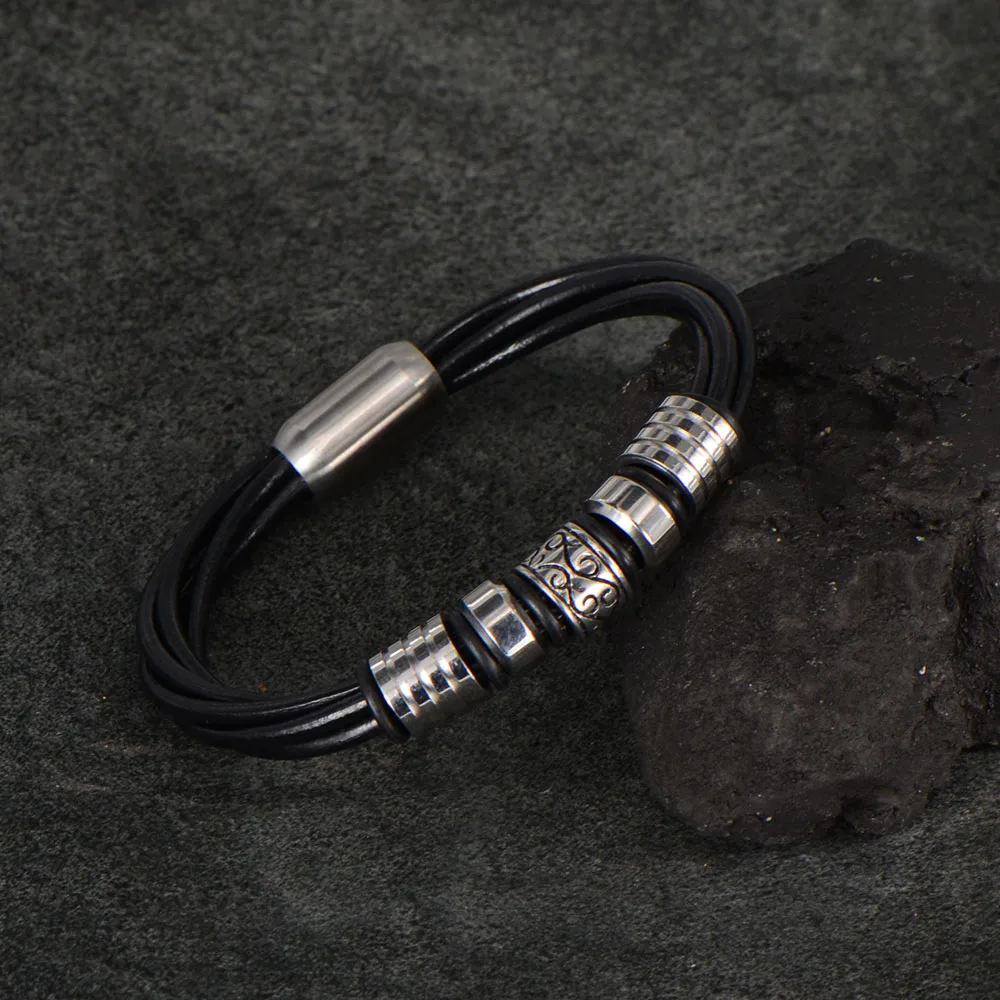One piece sale high quality multi-layer leather bracelet bangle leisurely man's hip-pop jewelry VB345 | Украшения и