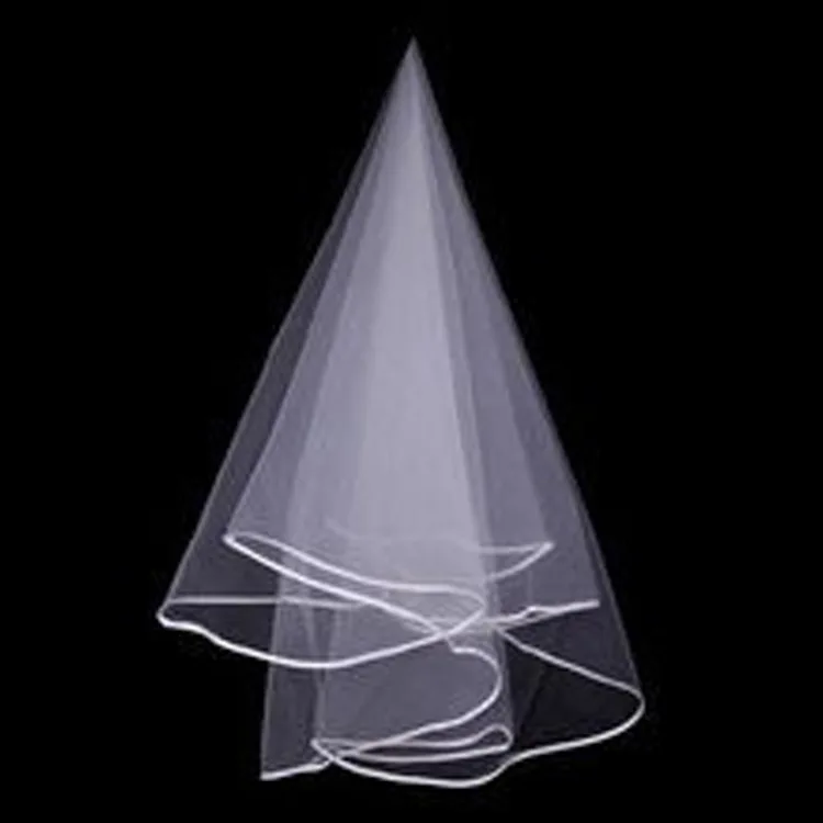 

Sexy Gathered Romantic Cheap White Wedding Veil Satin Edge One Layer Wedding Accessory Bridal Veils Free Shipping