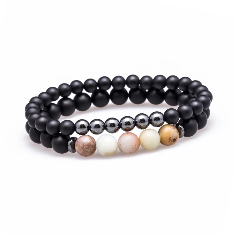 Amazonite Lucky Gem модные матовые полосатые бусины мантра молитва браслет Будда из бусин для женщин и мужчин гематит мужской браслет - Окраска металла: Amazonite