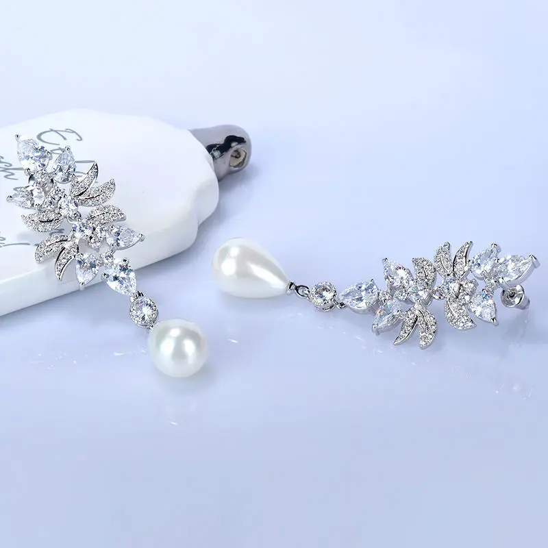 Серьги-подвески высокого качества с фианитом класса ААА женские роскошные