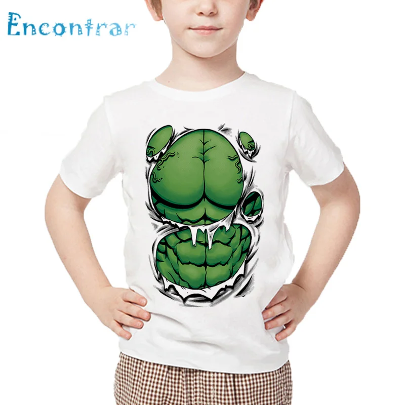 Детская футболка с принтом Халк Супермен Человек паук детские летние белые топы
