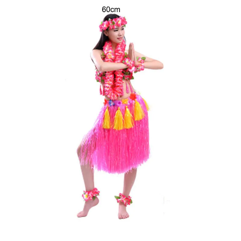 60cm pink 8 шт./компл. 60/80 см шифрование на полную фигуру, юбка для танца "Хула" высокое качество Hawaiia леди юбкой «хула» костюмы праздничные вечерние поставки - Цвет: 60cm pink