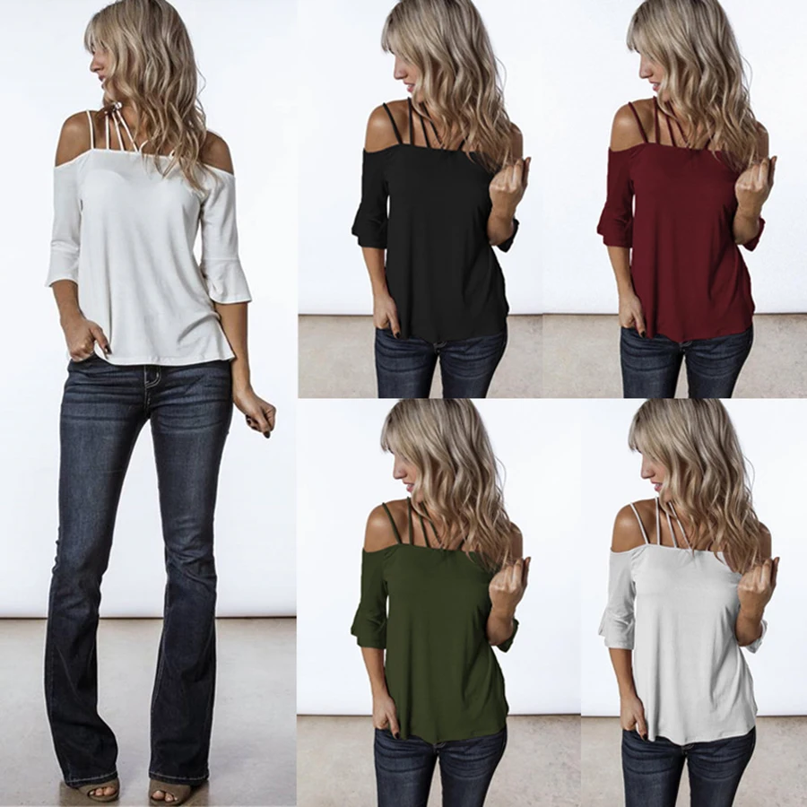 Летняя новая модная футболка сексуальная женская на бретельках с одним плечом и