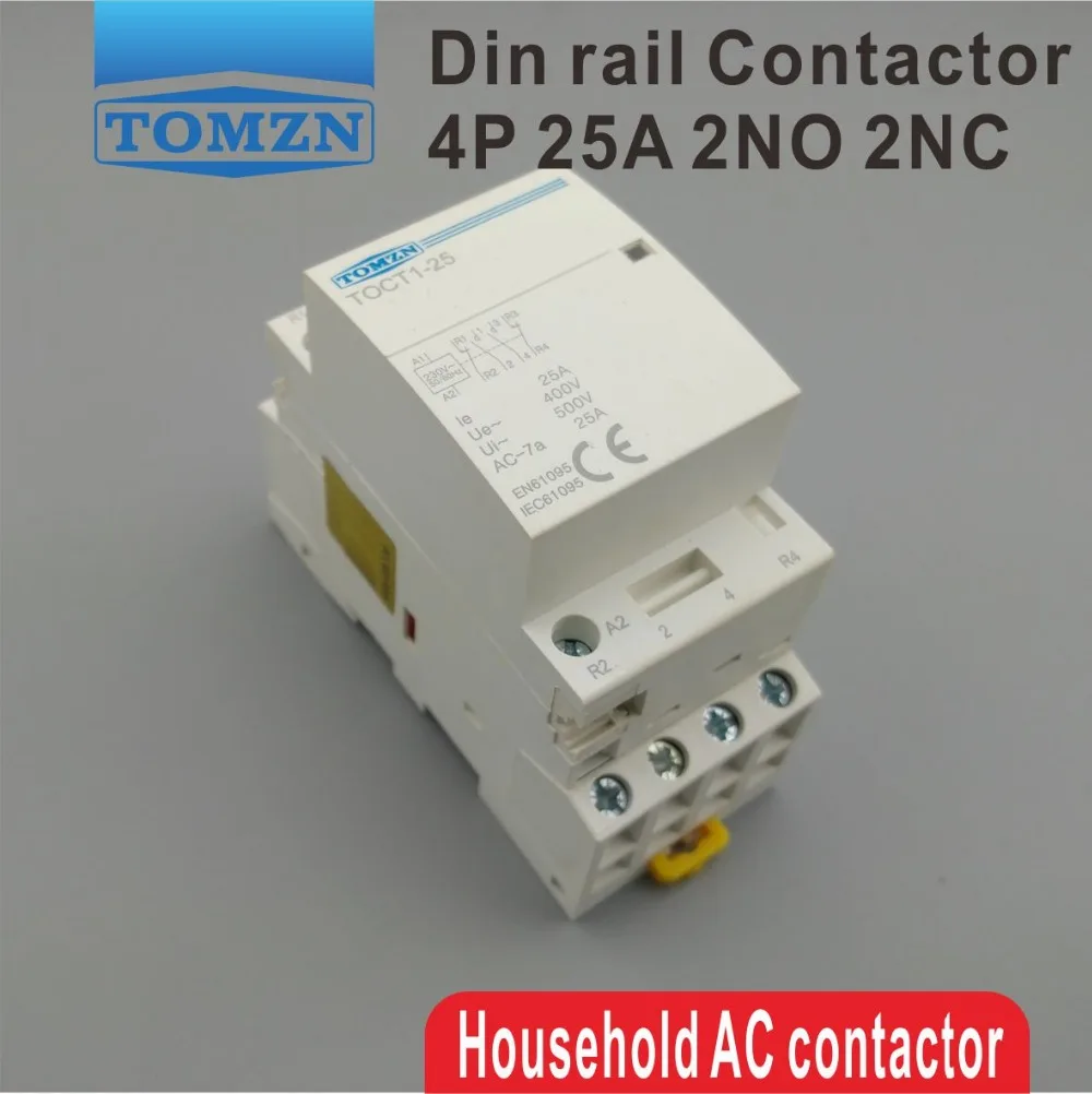 TOCT1 4P 25A 2NC 2NO 220 В/230 В 50/60 Гц Din рейка бытовой модульный контактор переменного