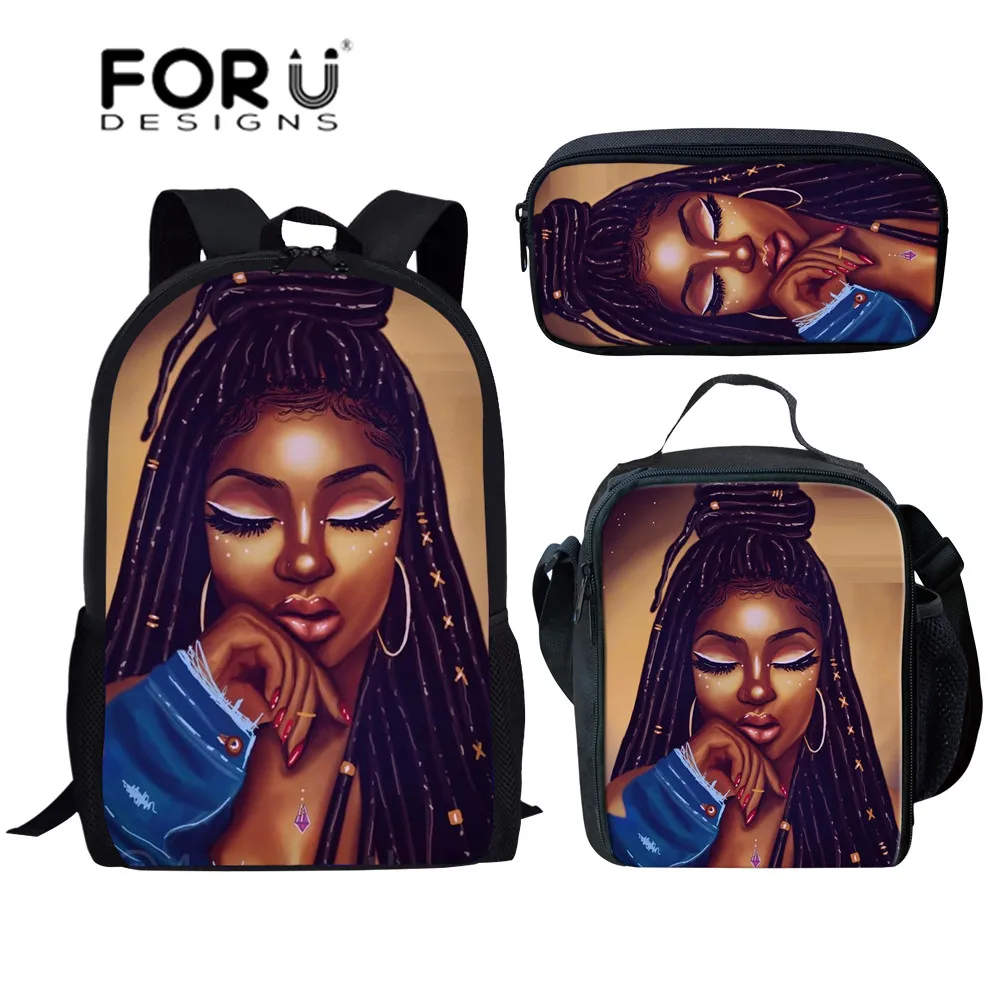 FORUDESIGNS 3 шт./компл. черные школьные сумки с принтом для девочек и женщин в стиле