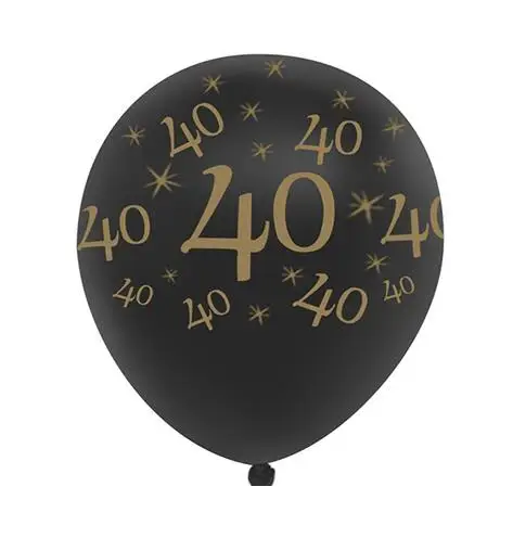 40 10 шт./лот, воздушные шары на день рождения с цифрой 18, 25, 30, 40, 50, 60 лет, для взрослых, с днем рождения, вечерние, цифровые, золотые, черные, латексные шары - Цвет: 40