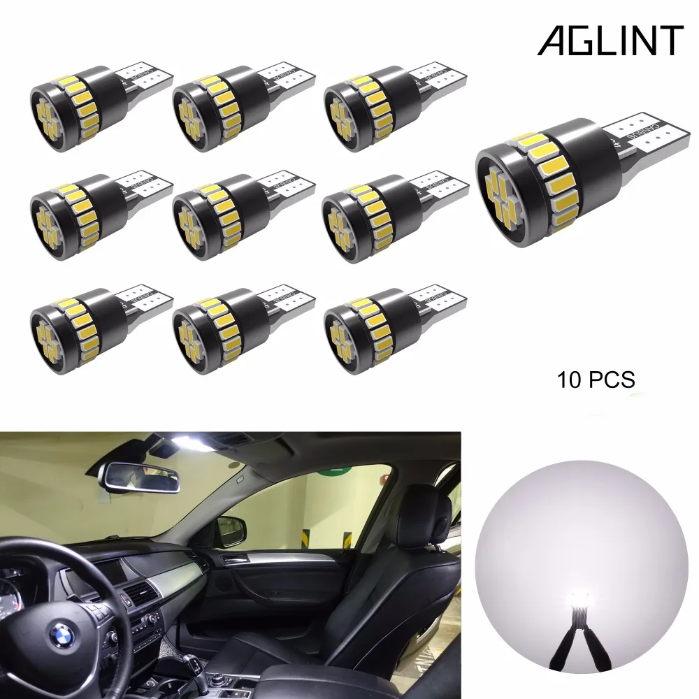 AGLINT 10 шт. T10 светодиодный Canbus 921 168 2825 W5W 3014SMD 24Chipsets Сменные лампы для автомобиля