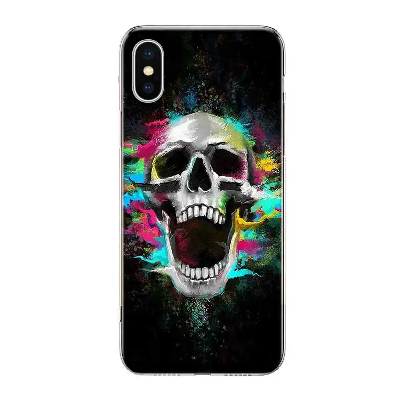 Силиконовый чехол с неоновым черепом для Apple iPhone 6 6S 7 8 Plus X 10 XS MAX XR 5 5S SE |