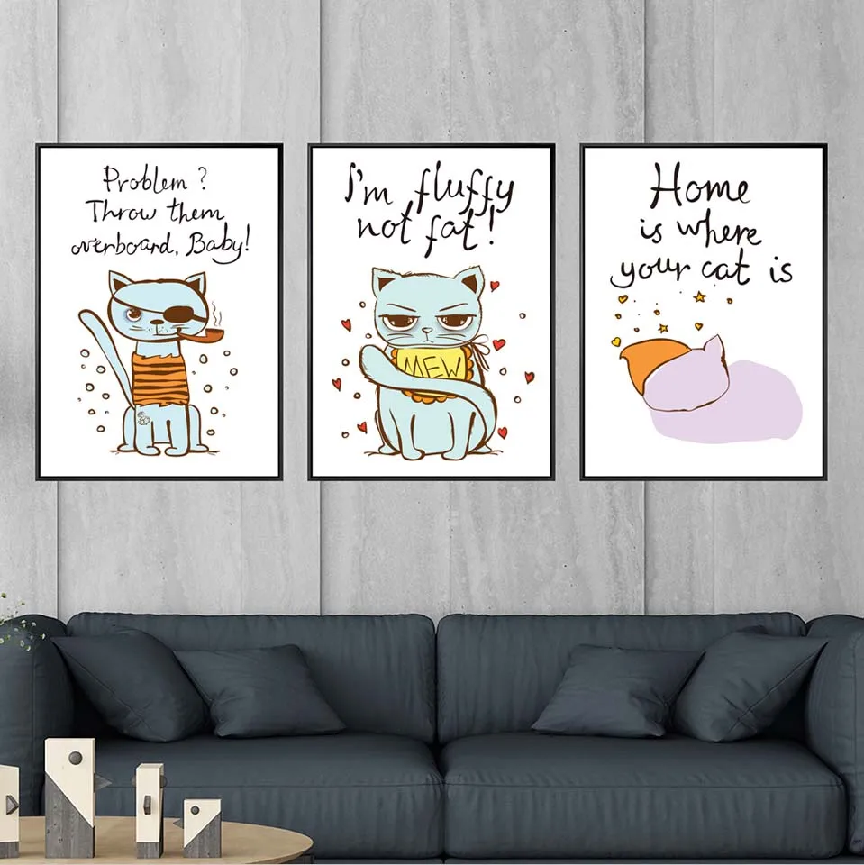 Vinsonloud украшение для дома настенный художественный холст постер и печать холст живопись декоративные картины история кота