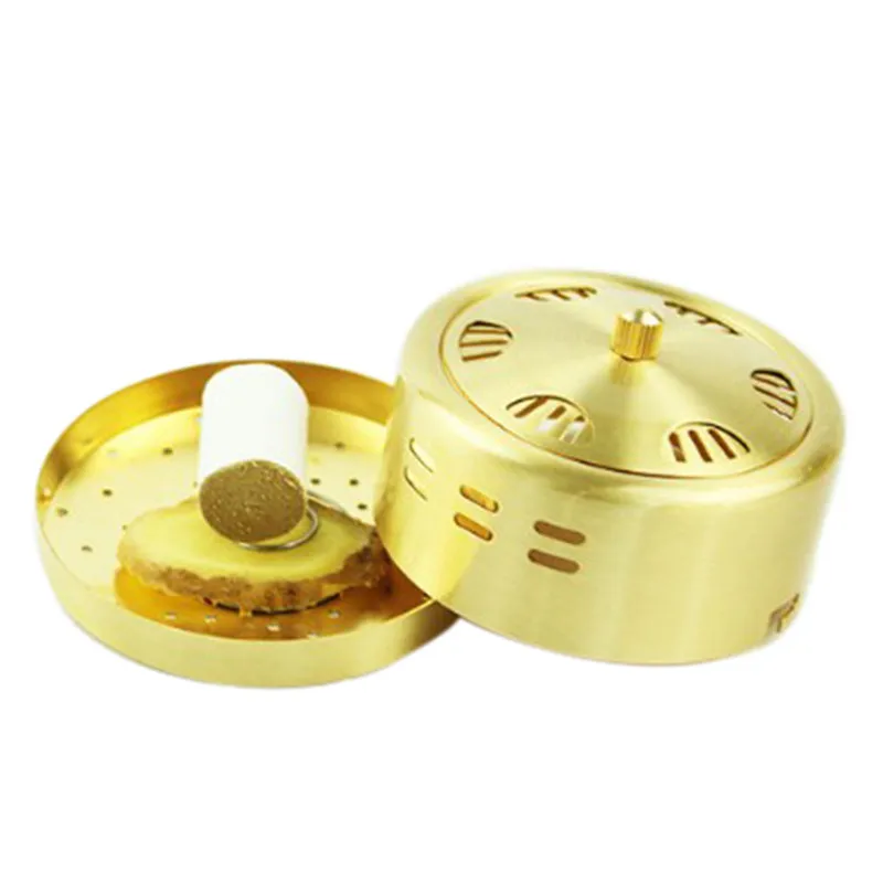 

Portable Copper Acupuncture Moxa Box Moxibustion Therapy Moxa Stick Burner Box Pure Copper With Cloth Bag New