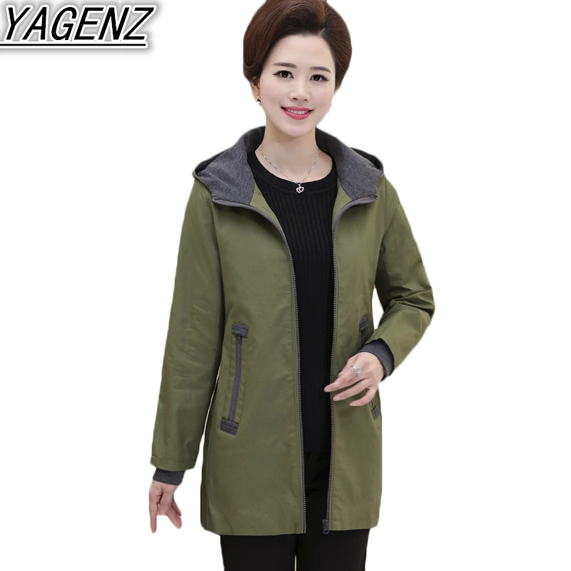 2020 Autumn Windbreakers Womens Casual Hooded Coats Women High Quality Trench Coat Middle-aged Plus Size Outerwear | Женская одежда