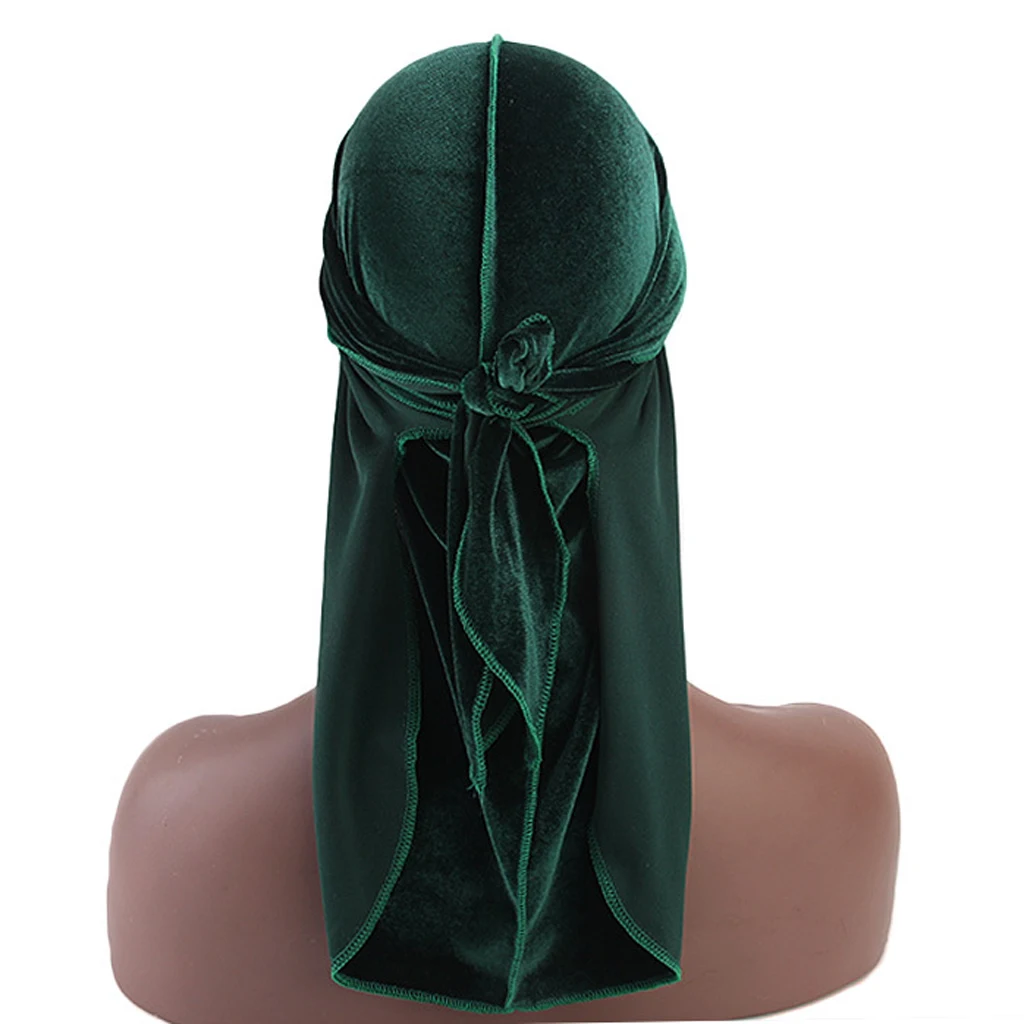 Women Men Long Tail Plain Velvet Bandana Turban Hat Durag Headwear Pirate Cap Head Wraps | Аксессуары для одежды