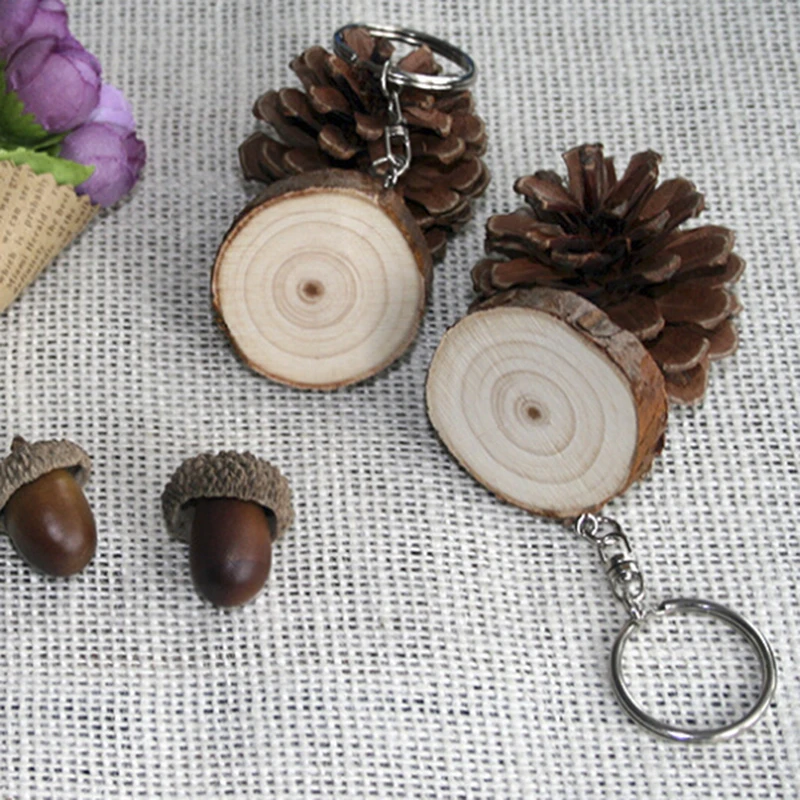 Винтажные брелки из натурального дерева Ретро Diy автомобильные кольца для ключей