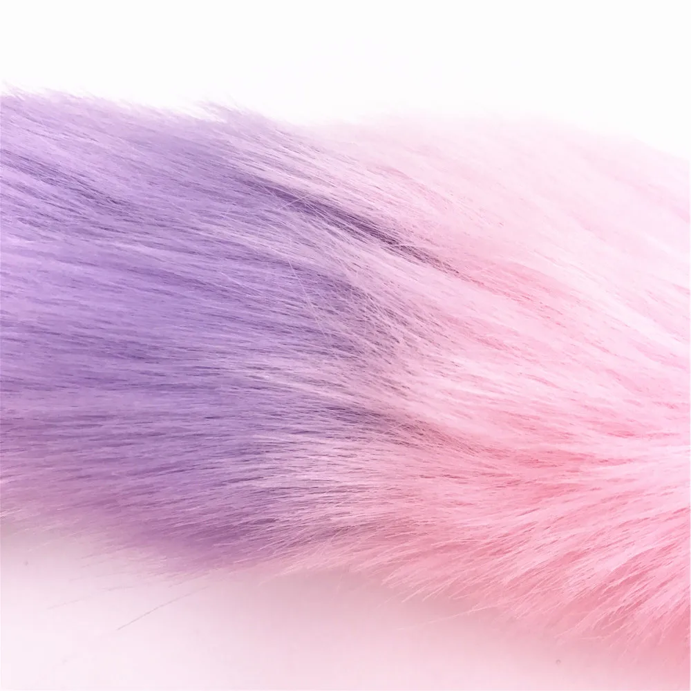 Анальная пробка с розовым и фиолетовым хвостом длиной 80 см секс-игрушки игры для