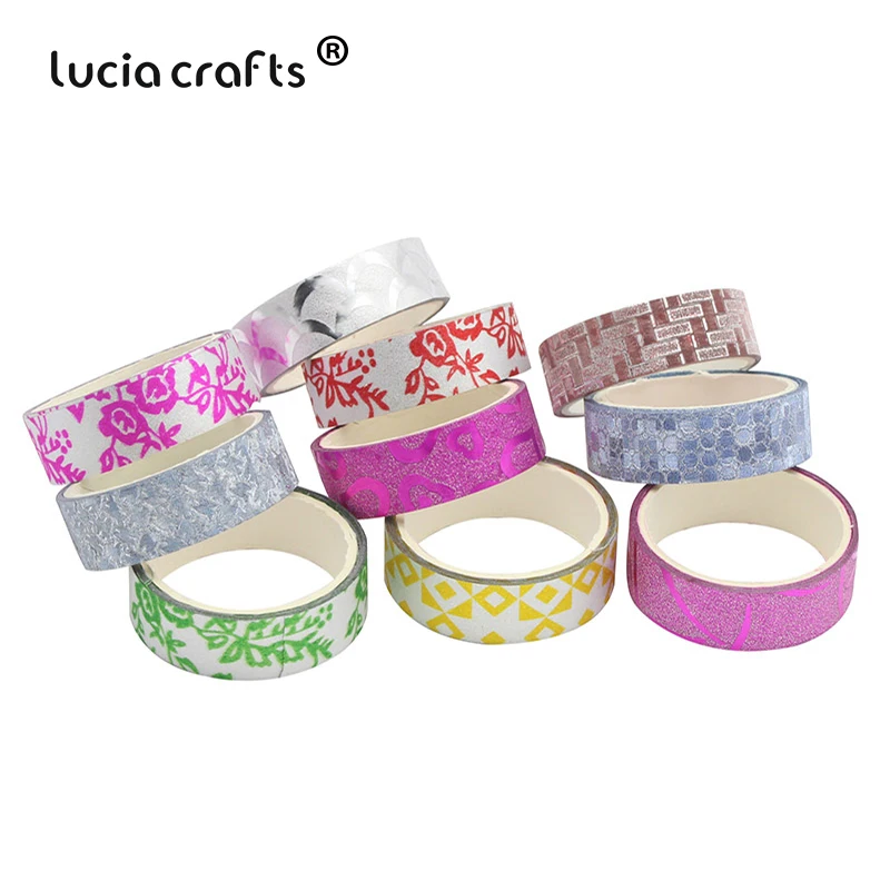 Lucia crafts 10 шт. Блестящая Бумага васи ленты самоклеющиеся наклейка, сделай сам, скрапбукинг Дневник украшения школьные офисные принадлежности I1006