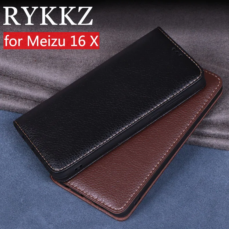 Роскошный кожаный флип чехол RYKKZ для Meizu 16 X подставка мобильного телефона 16X 16th Plus