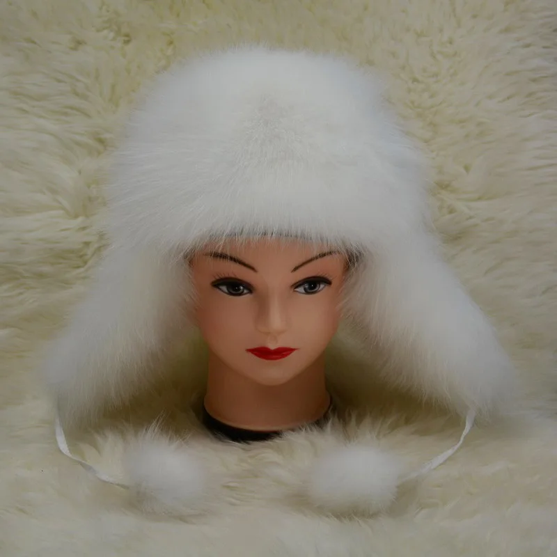 Jancoco Max, 6 цветов, Заводская распродажа, зимняя женская и мужская шапка из натурального Лисьего меха, теплая Русская Шапка, опт/розница, S1572 - Цвет: White Fox