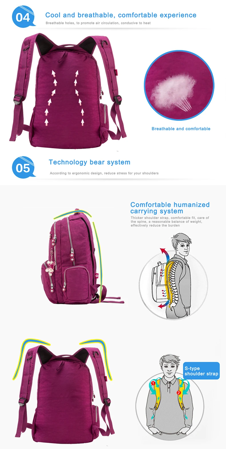 TEGAOTE рюкзак женский школьный рюкзак для девочек-подростков Mochila Escolar Повседневная нейлоновая дорожная сумка рюкзак для брелок "Ноутбук"