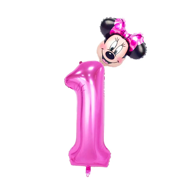 2 шт./лот 40 дюймов розовый и голубой номер Фольга надувные шары Mickey воздушный шар "Минни" Рисунок От 1 до 5 лет детская футболка для мальчиков и девочек, День рождения деко