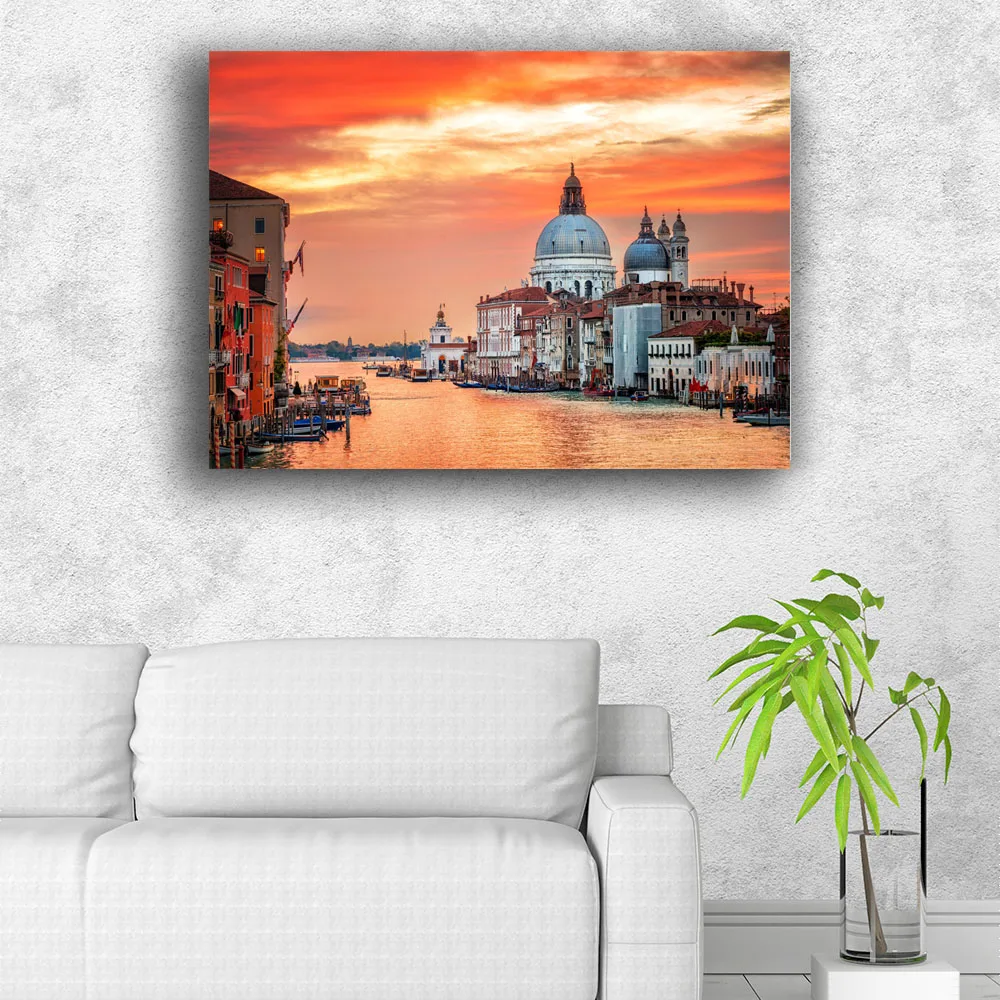 Современные светодиодные настенные картины Венецианская церковь с canal sunset холст