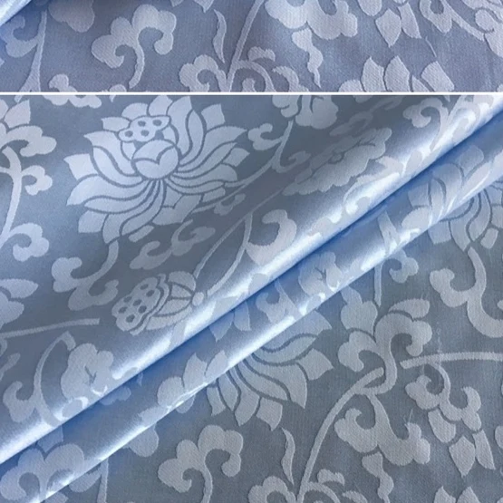 light blue 1 метр sangbo атласная шелковая ткань для шитья жаккардовые атласные ткани тюль ткань хлопок ткань Этническая telas жир четверти квилтинг - Цвет: light blue