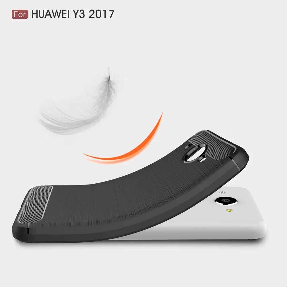 Чехол для Huawei Y3 2017 противоударный матовый Мягкий Силиконовый ТПУ чехол-бампер